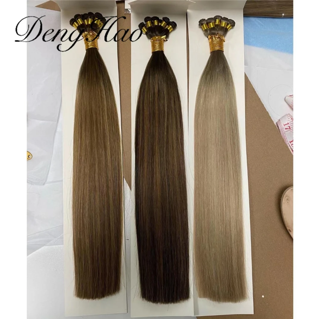 Human Virgin Raw Keratin Double Drawn Genius Pure Hand Tied Weft Hair Extension