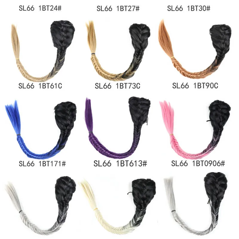 Synthetic Braid Hair Ponytail Clip in Braided Hair Extensions Fish Bone Braiding Hair Pony Tail