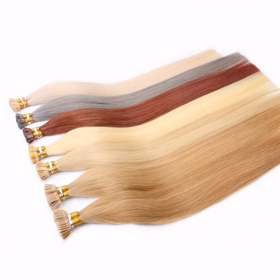 Unverarbeitetes menschliches Remy-Haar im Großhandel, vorgebunden, dickes Ende, Italien, Keratin IVU, Haarverlängerung mit flacher Spitze